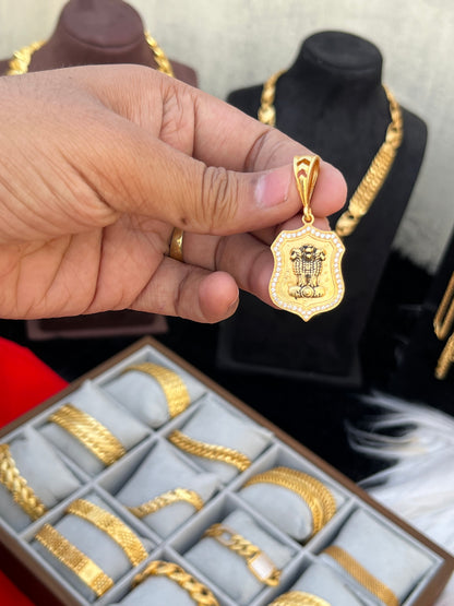 one gram gold plated ashok stumb design pandent