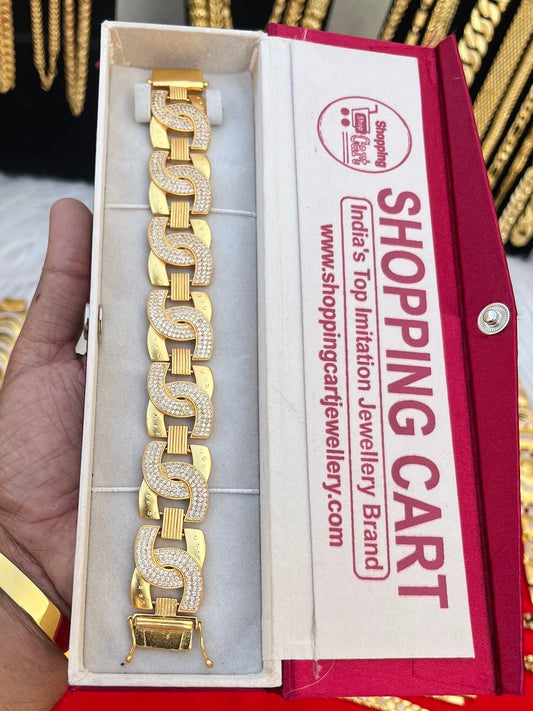one gram gold plated daimond salang design big bracelet