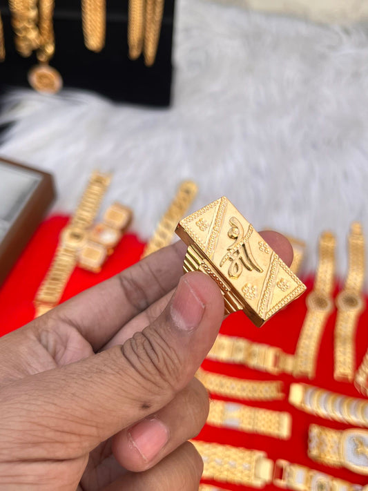 one gram gold plated long maa design ring