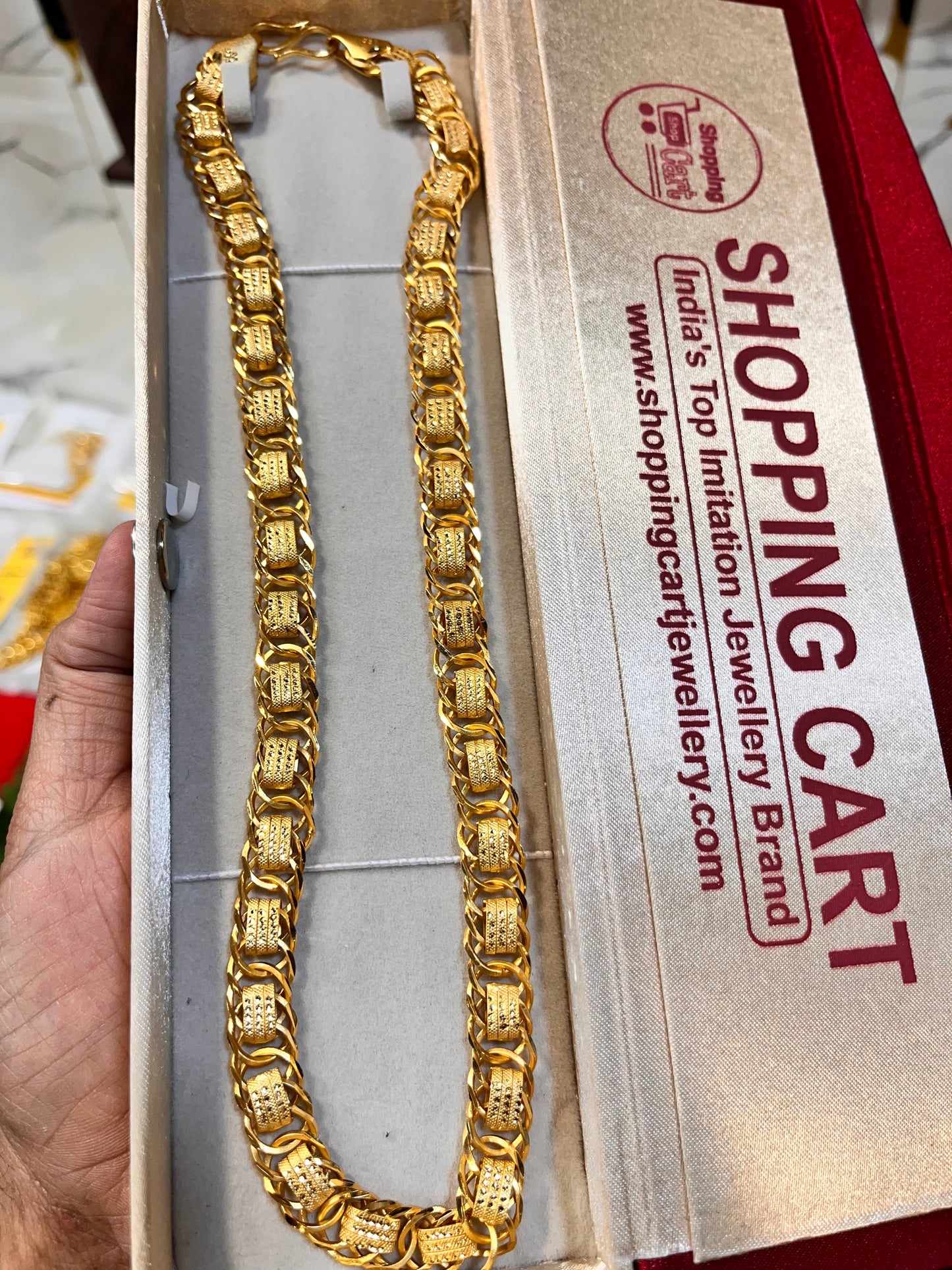 one gram gold plated premium heavy flat design chain
