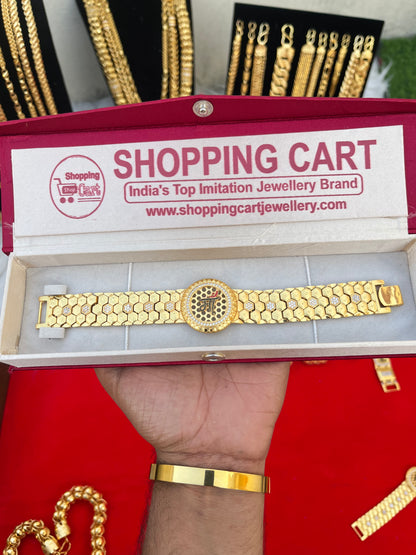 one gram gold plated premium maa design bracelet