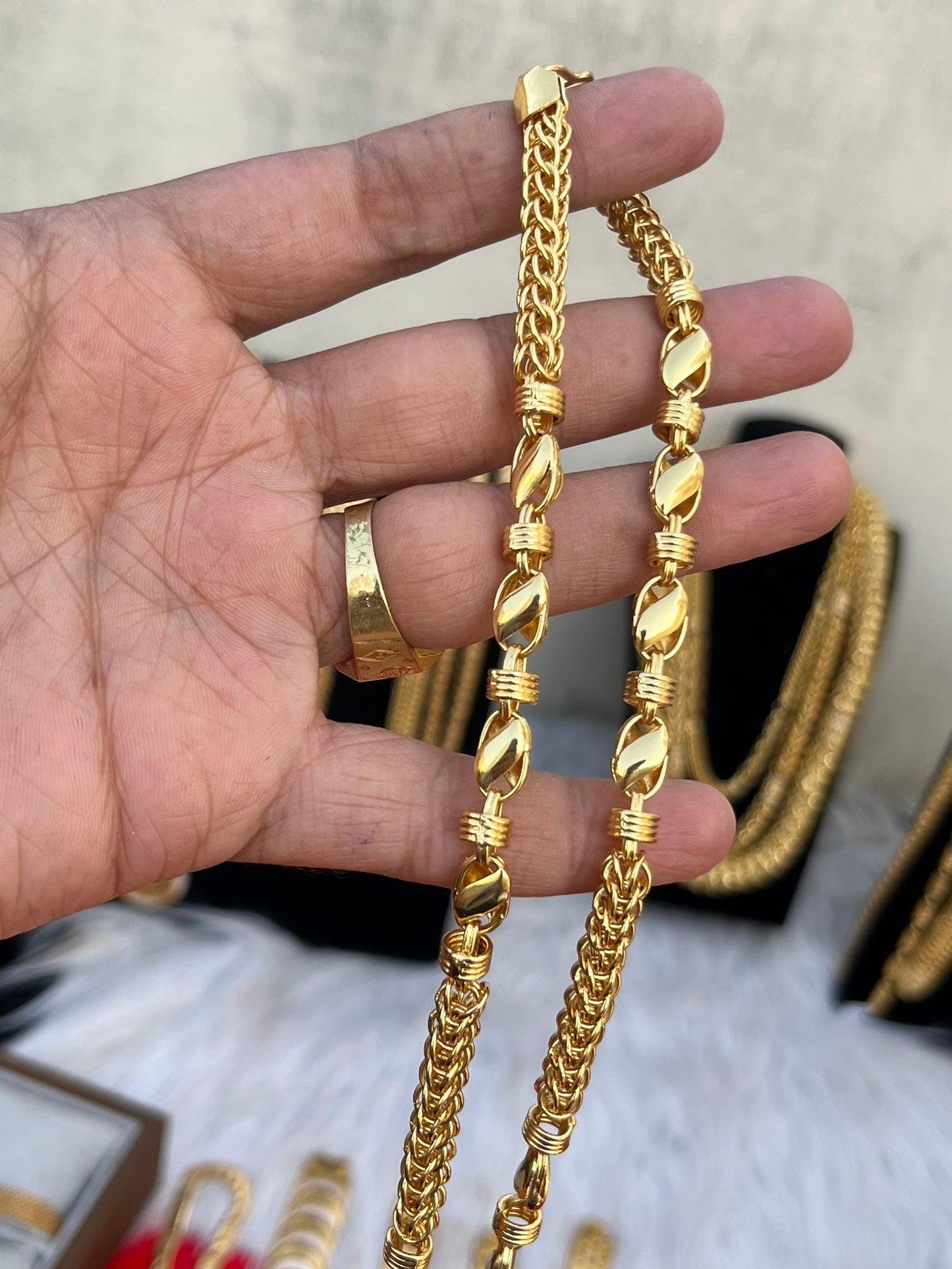 one gram gold plated indo lautos mix design chain