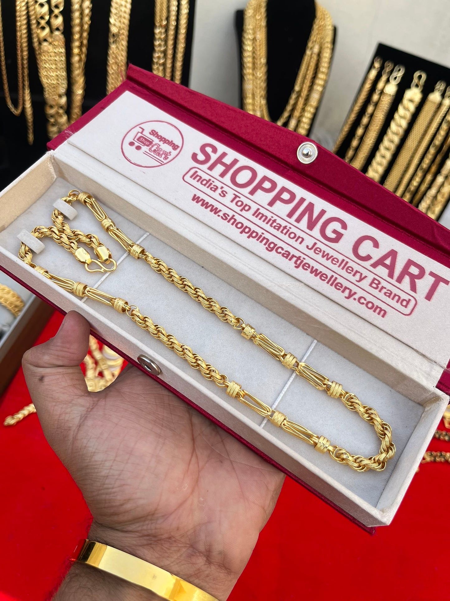 one gram gold plated v shape highway indo design chain