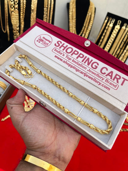 one gram gold plated v shape highway indo design chain