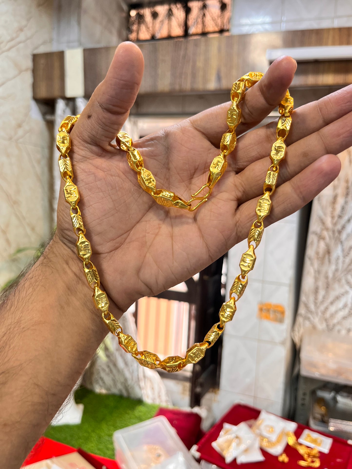 one gram gold plated swastik design heavy chain