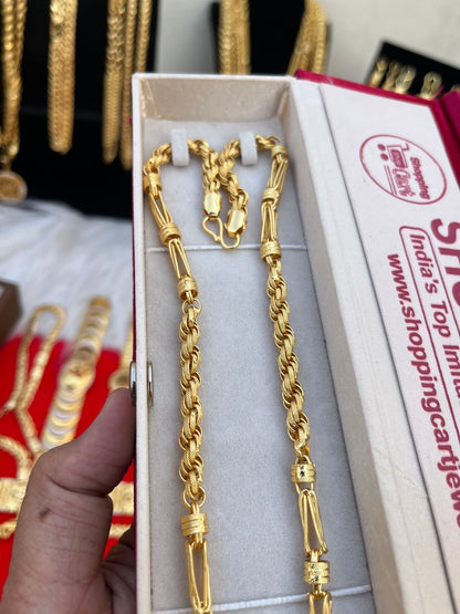 one gram gold plated v shape highway indo design chain