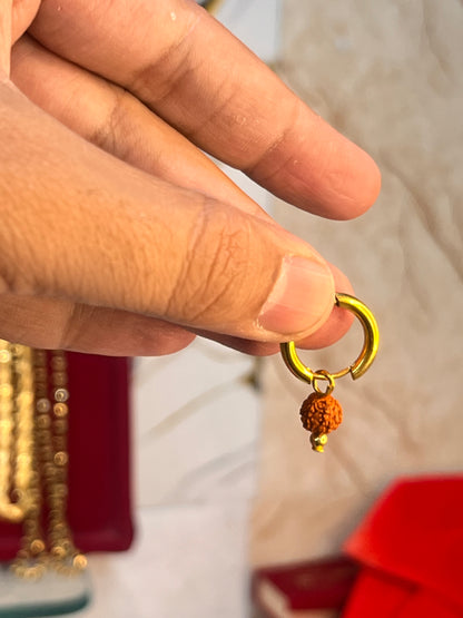one gram gold plated rudhraksh men’s earrings