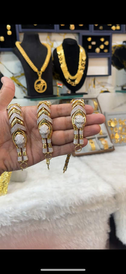 One gram gold plated lion daimond bracelet