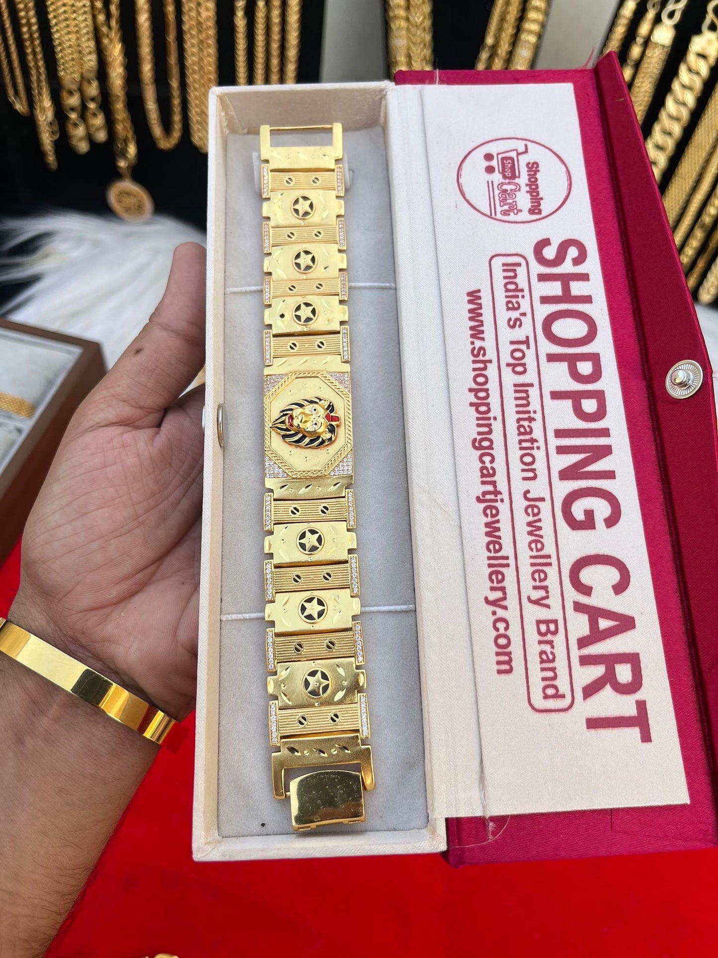 one gram gold plated lion big design bracelet