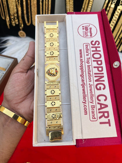one gram gold plated lion big design bracelet