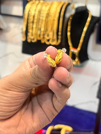 one gram gold plated premium earrings for men