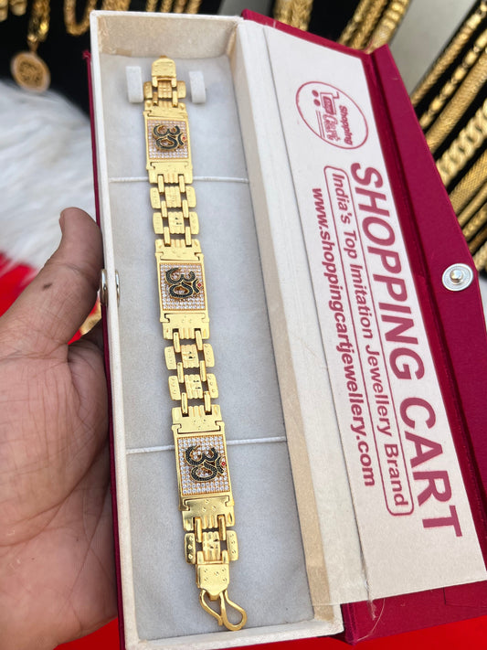 one gram gold plated om premium salang bracelet