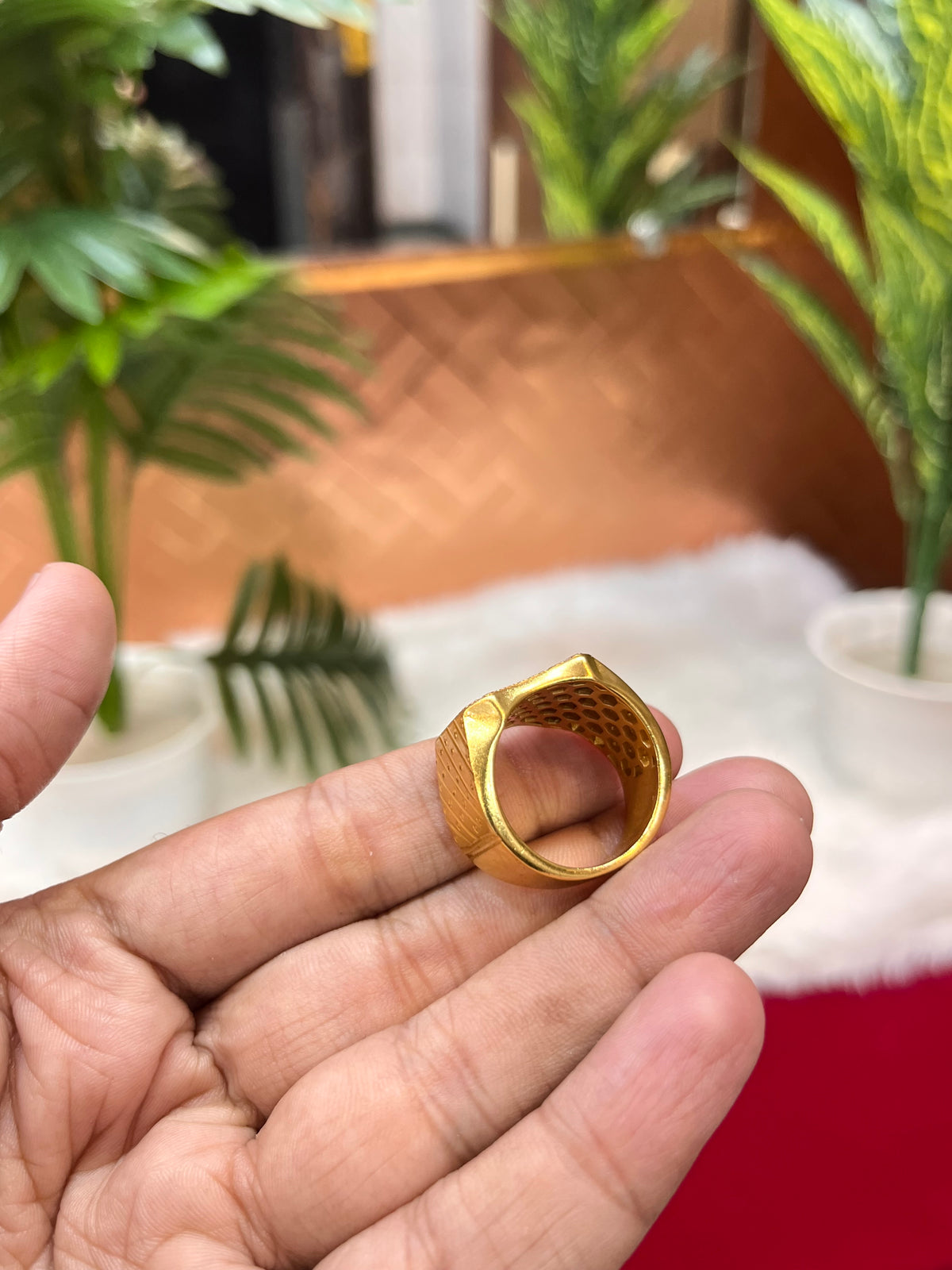 One gram gold plated daimond square ring