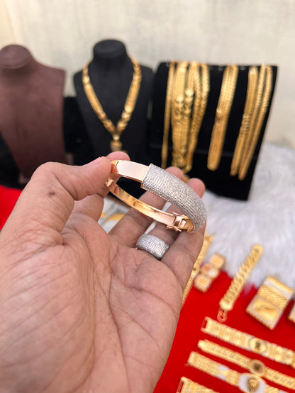 Combo bracelet & ring fully daimond rose gold plated premium quality