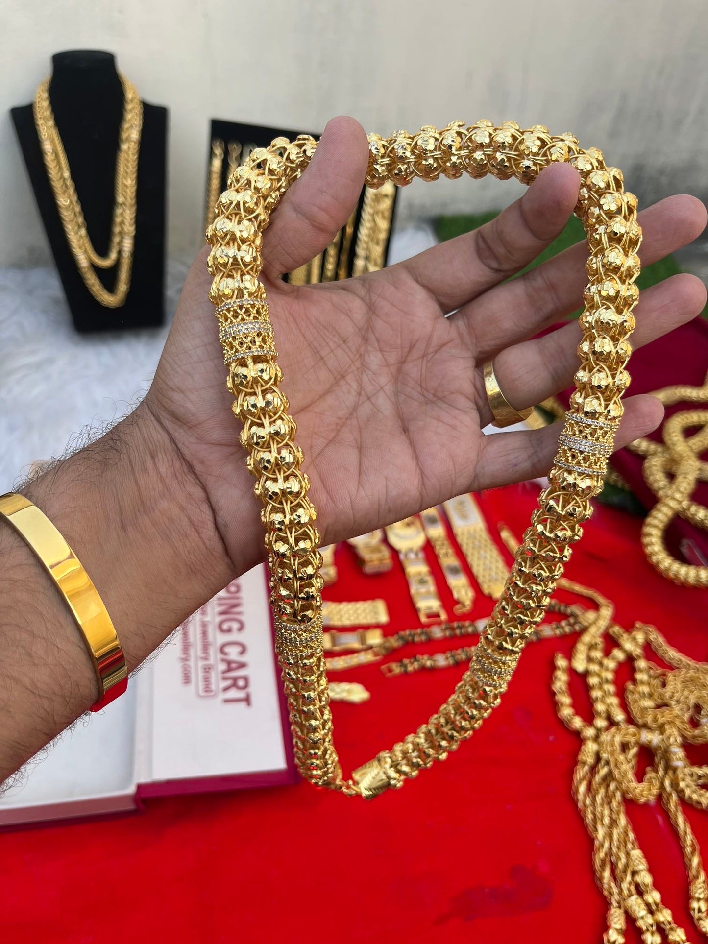 one gram gold daimond heavy big long design chain