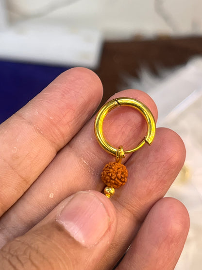 one gram gold plated rudhraksh men’s earrings