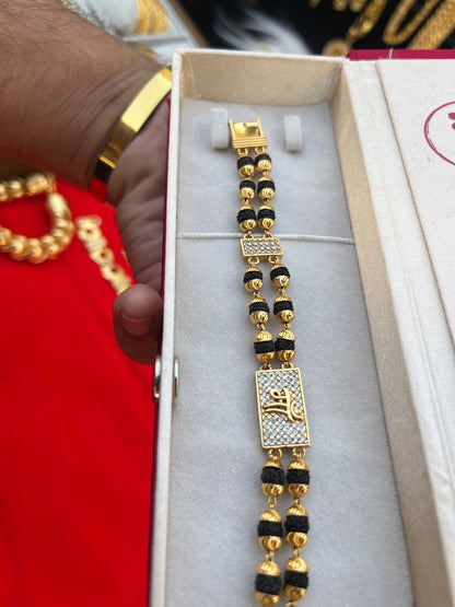 one gram gold plated rudhraksh maa design bracelet