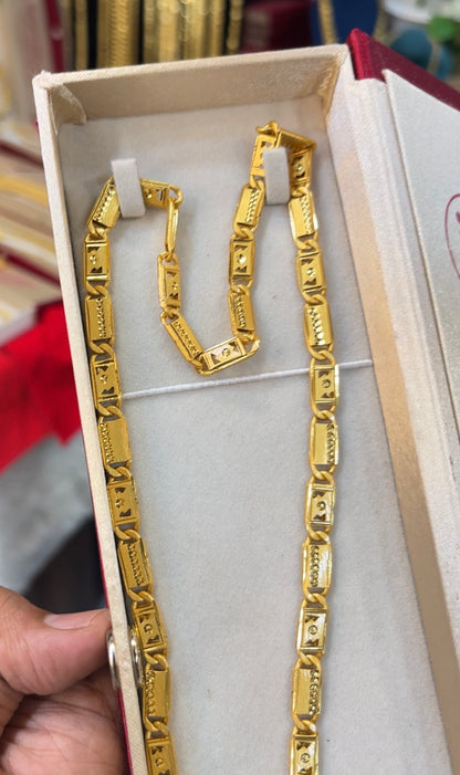 One gram gold plated navabi chain with om pandent