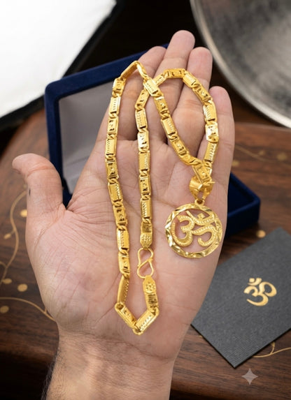 One gram gold plated navabi chain with om pandent