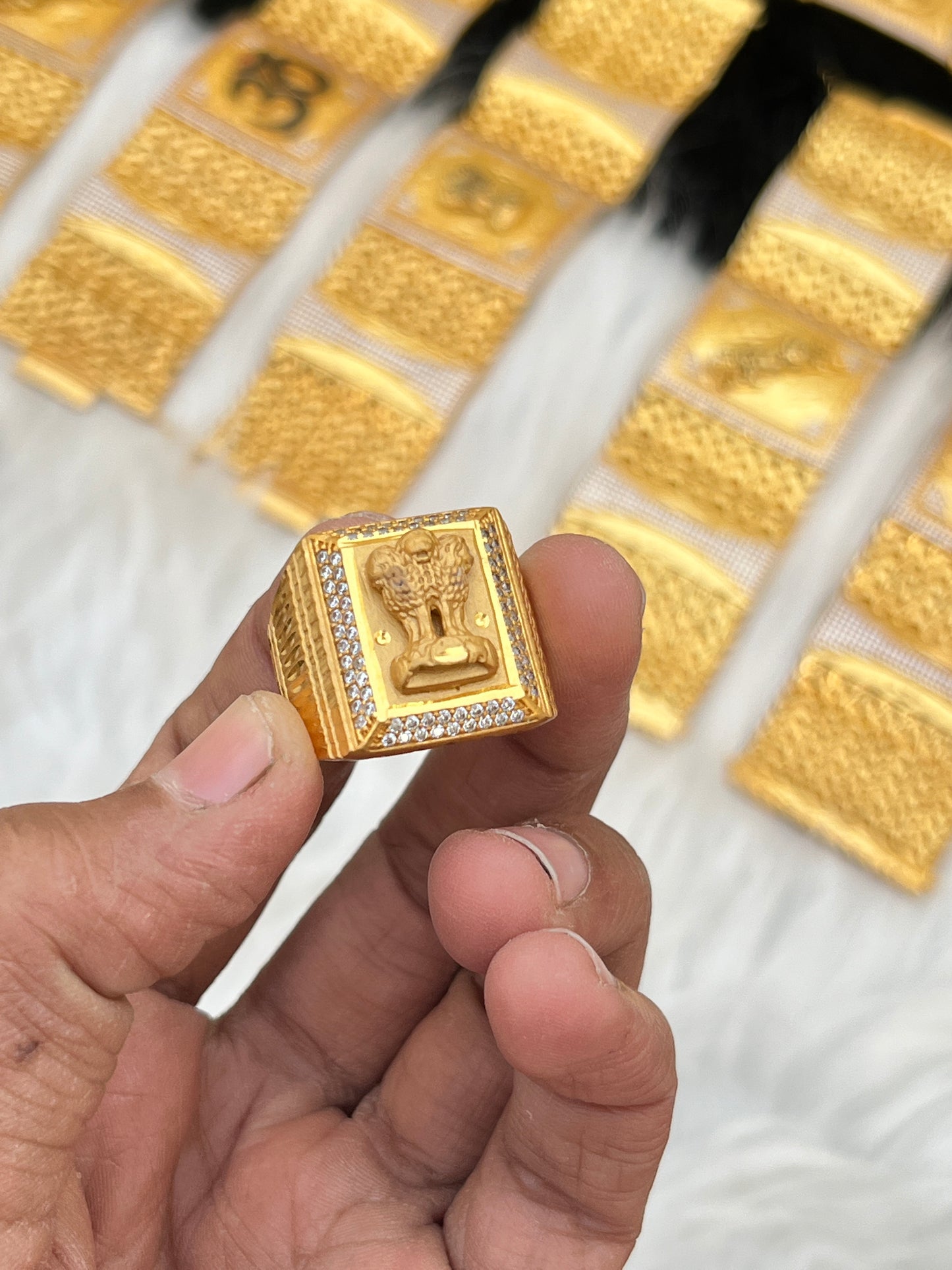 one gram gold premium daimond ashok stumb ring