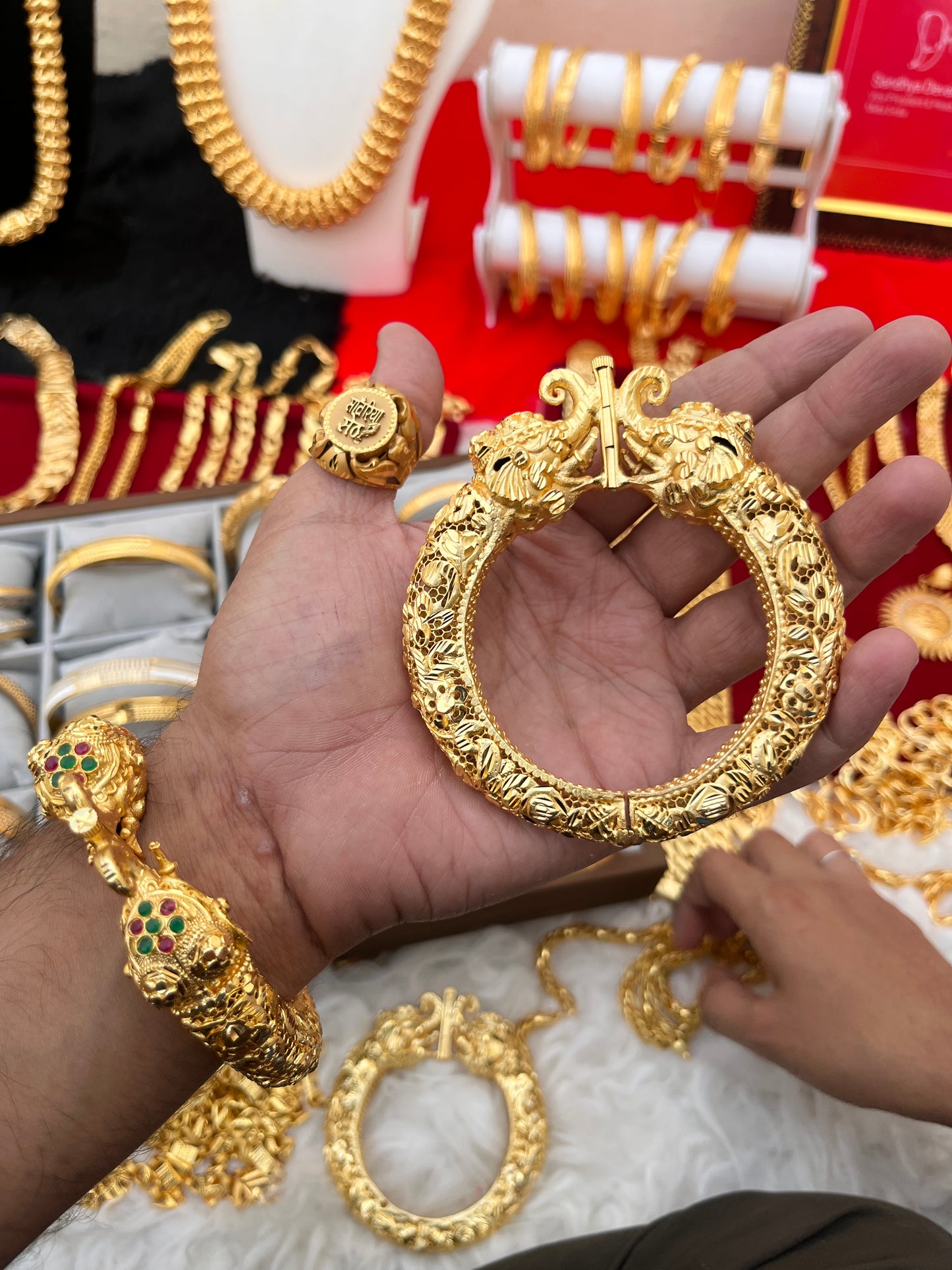 one gram gold heavy chandramukhi design heavy kada