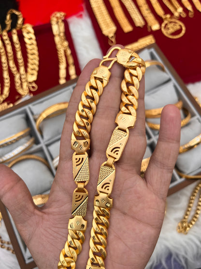 one gram gold premium navabi singapuri heavy design chain