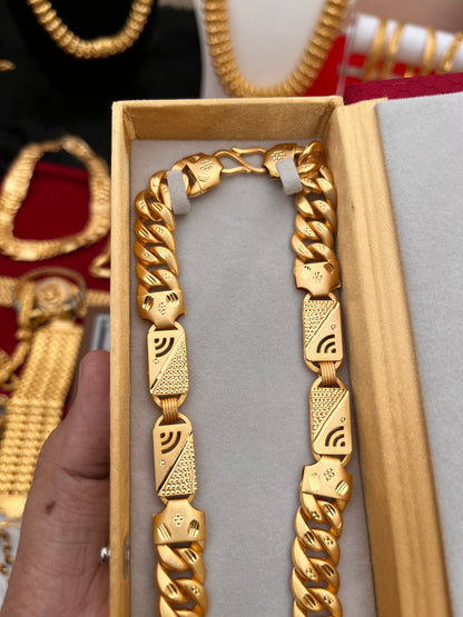 one gram gold premium navabi singapuri heavy design chain