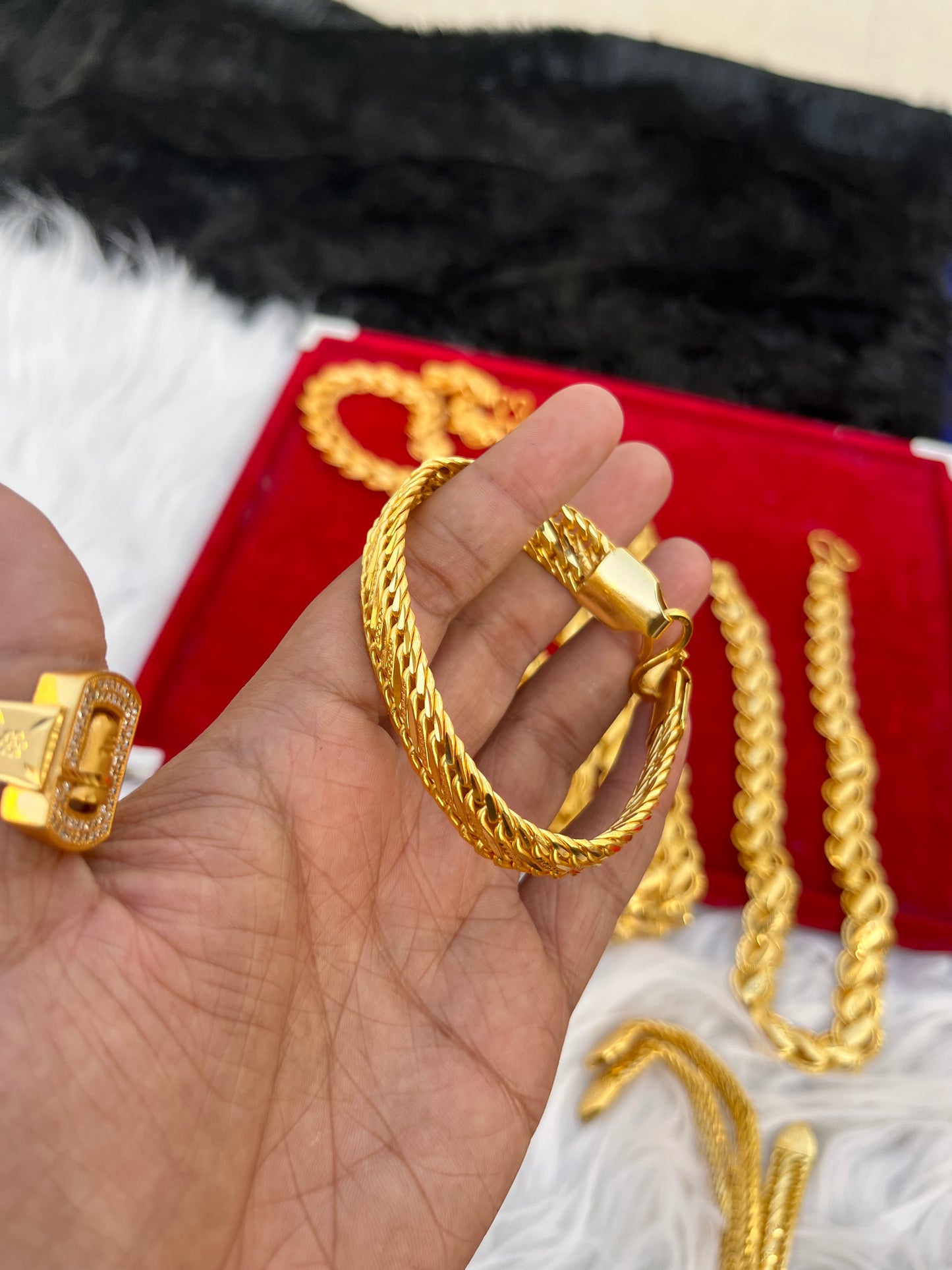 one gram gold premium reguler design bracelet for men