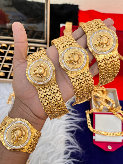 one gram gold ganesh ji daimond bracelet