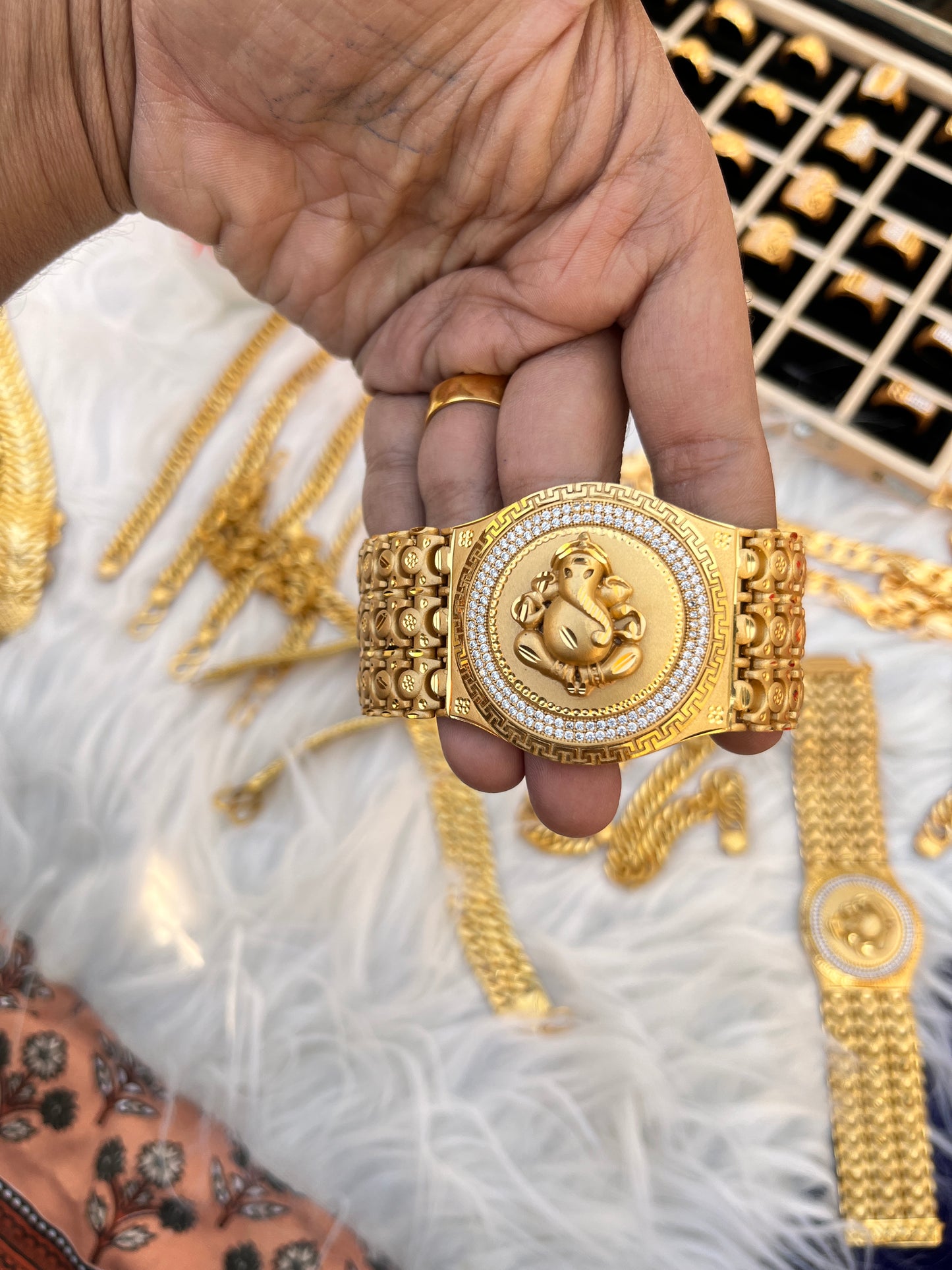 one gram gold ganesh ji daimond bracelet