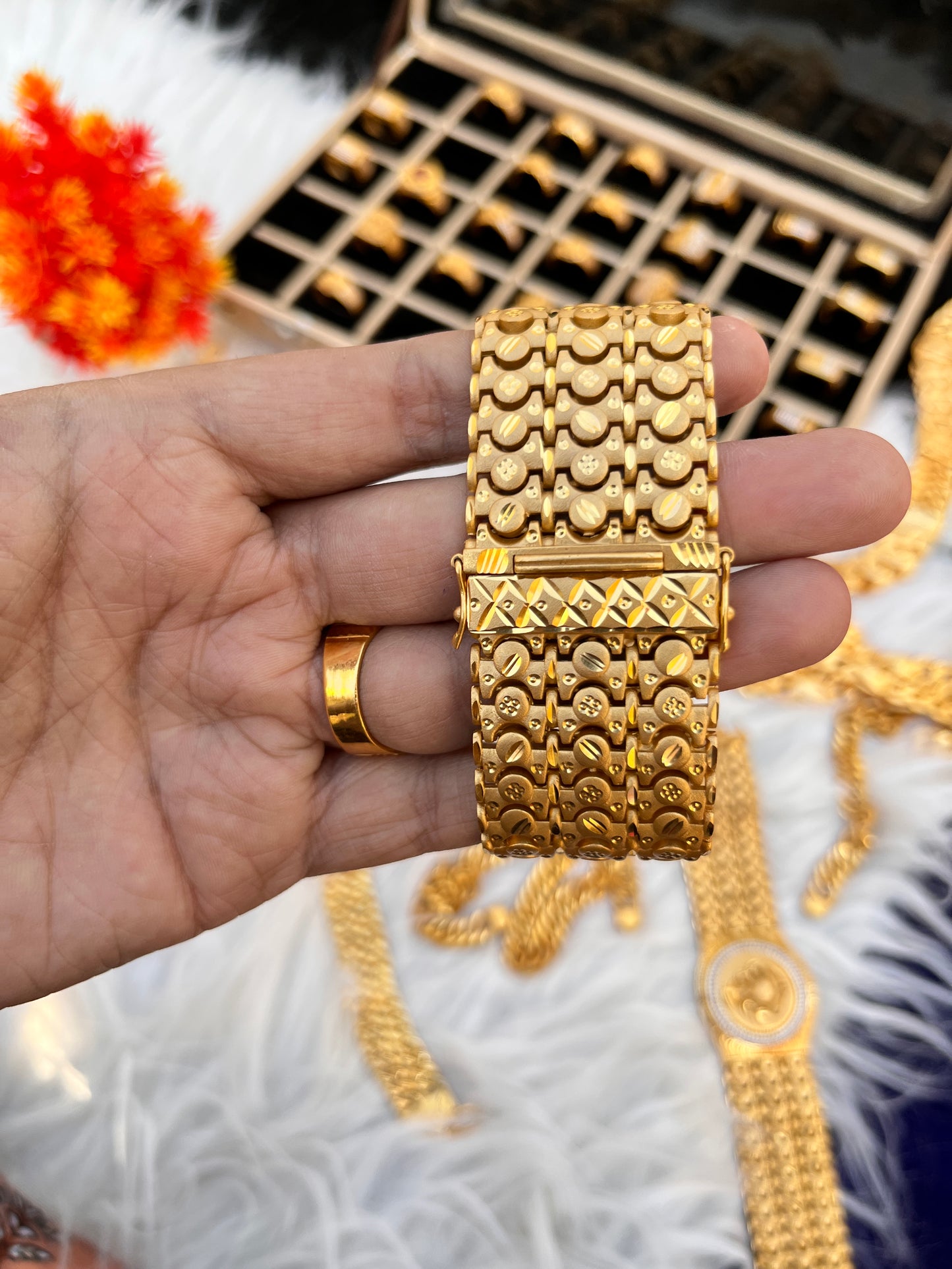 one gram gold ganesh ji daimond bracelet