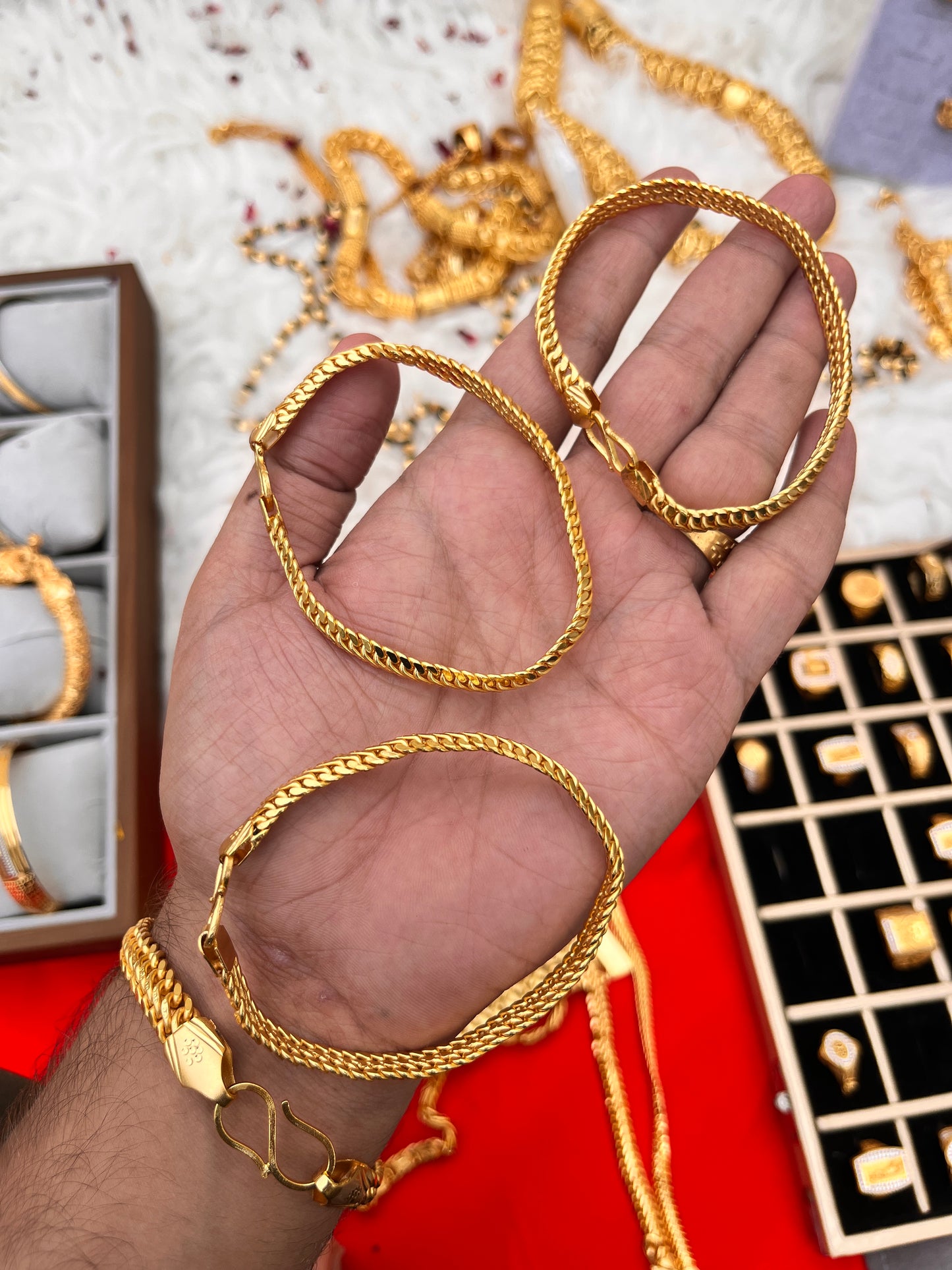 One gram gold plated premium men's reguler slim bracelet