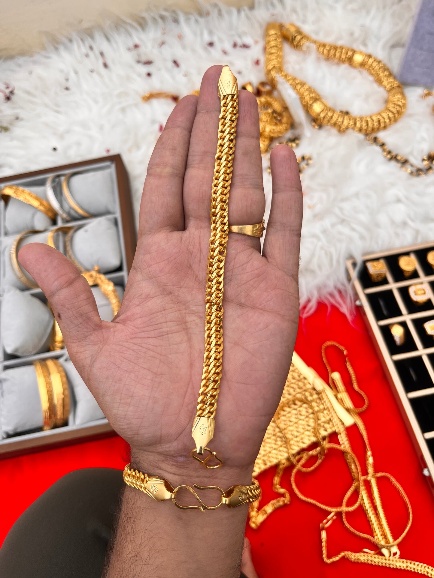 One gram gold plated premium men's reguler slim bracelet