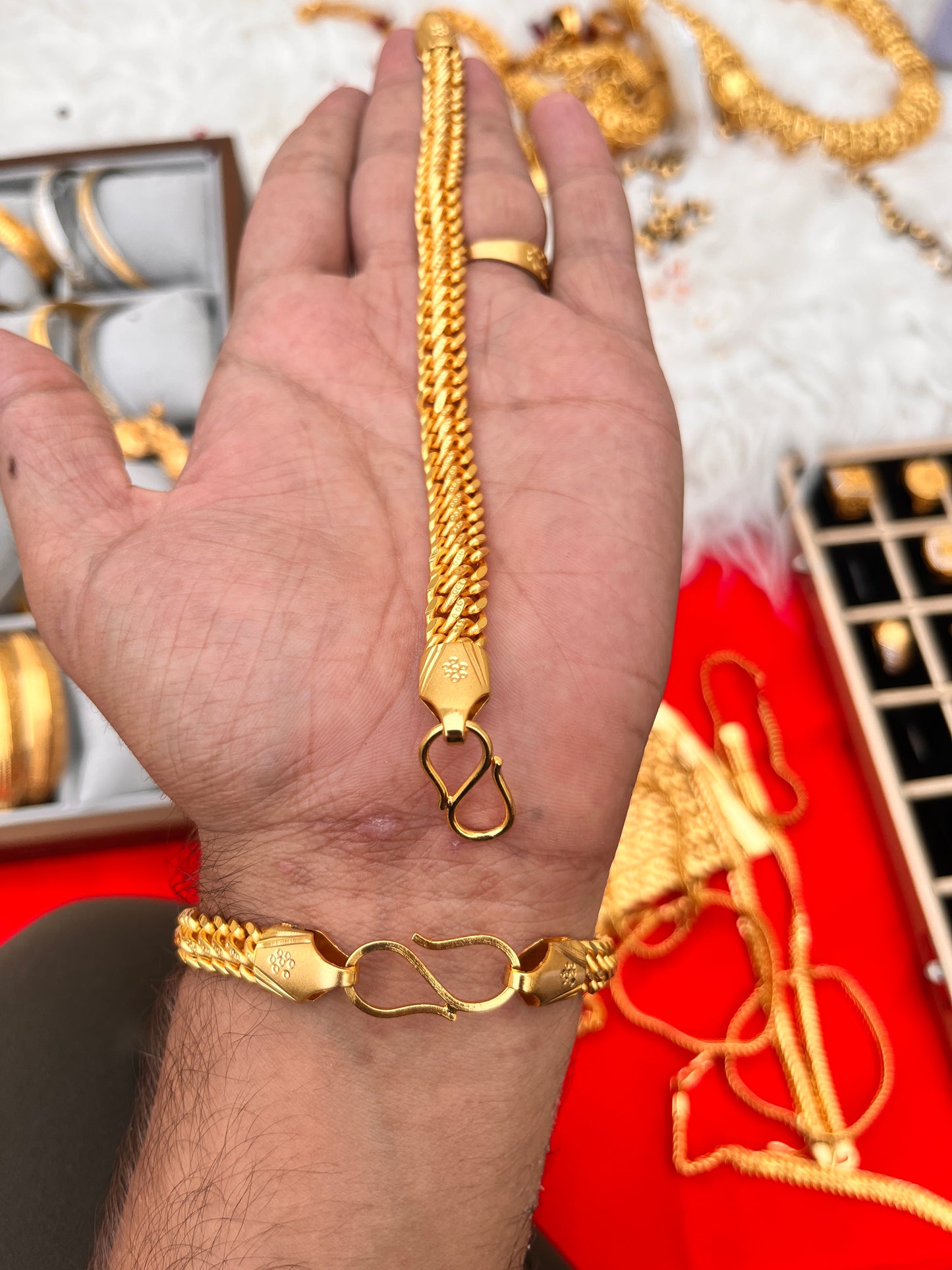 One gram gold plated premium men's reguler slim bracelet