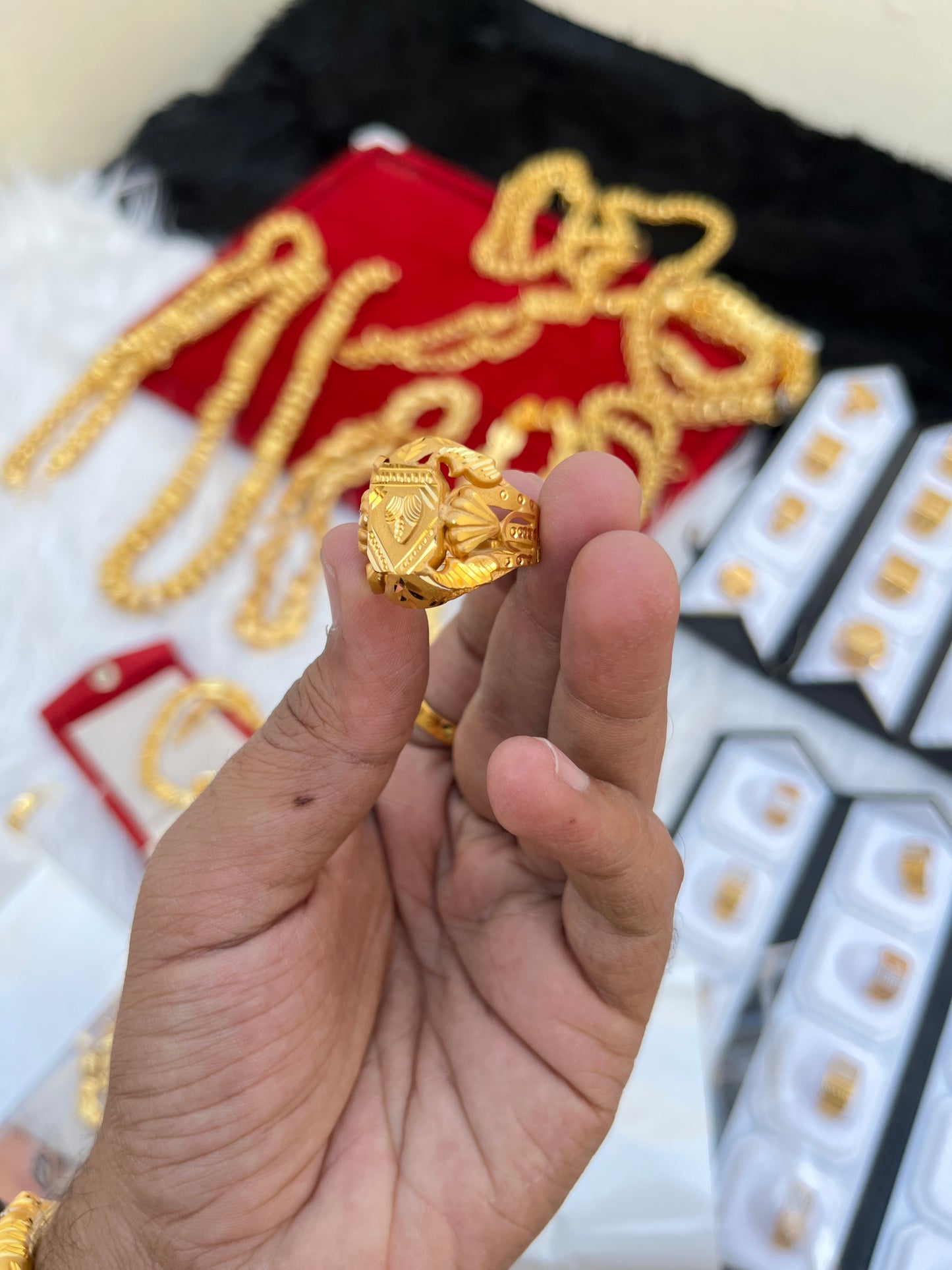 one gram gold premium rajwadi design ring