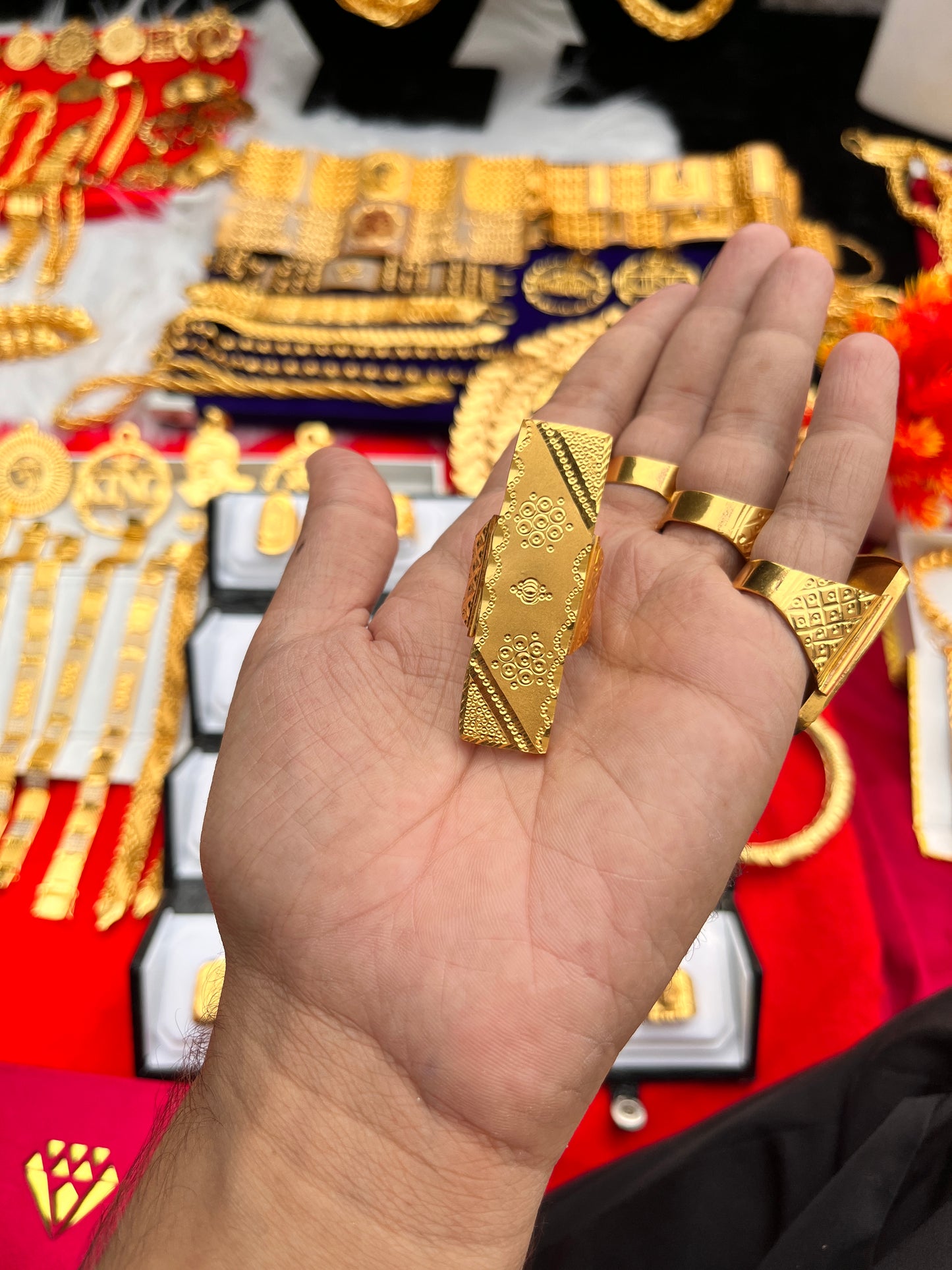 one gram gold premium long ring 3inches long