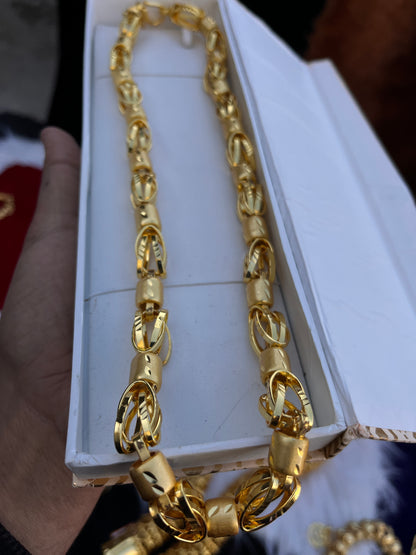 Men's Gold Plated Plain Nakshi Heavy Design Chain