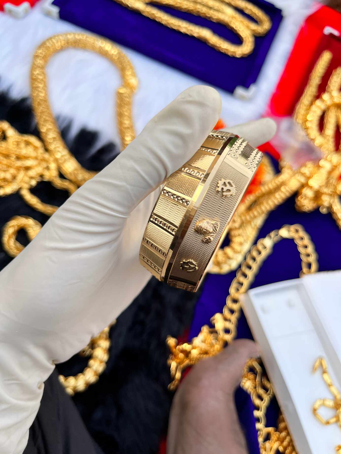 Gold Plated Heavy Sai Baba Design Kada