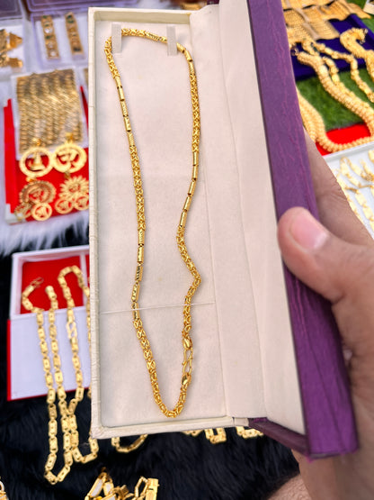 Men's Gold Plated pipe Design Chain