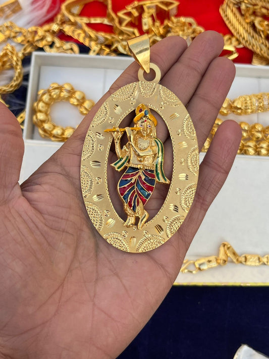 Gold Plated Krishna Murari Big Pendent