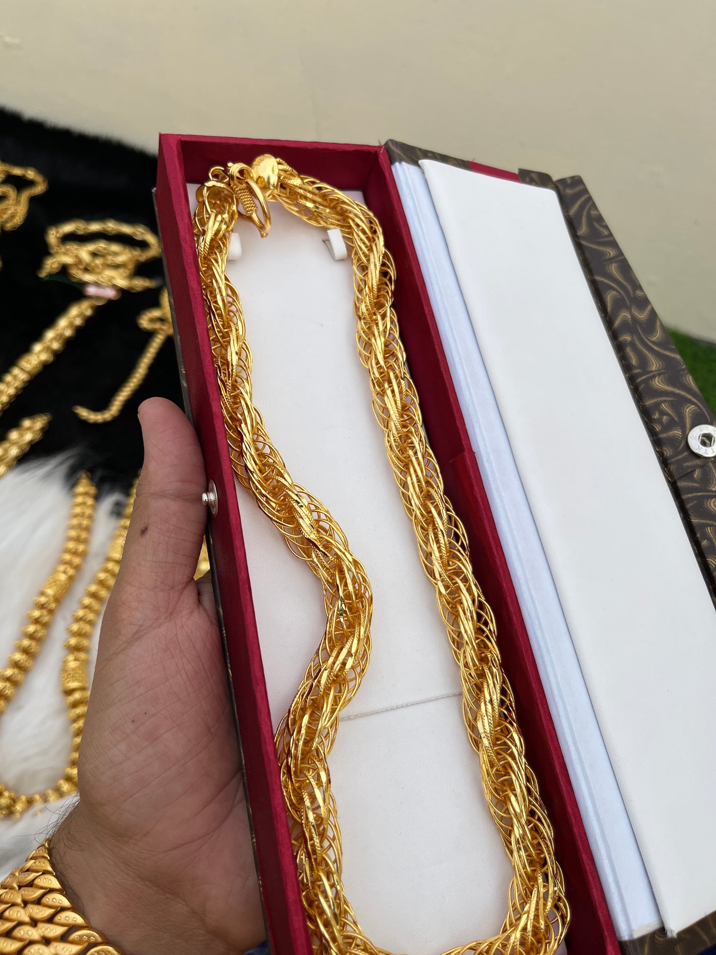 Men's Gold Plated Heavy Rassa Design Premium Quality Gold Polished Chain