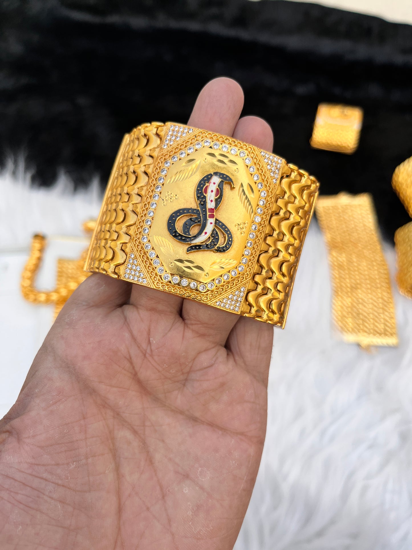 Men's Gold Plated Heavy Daimond Bracelet Goga Maharaj