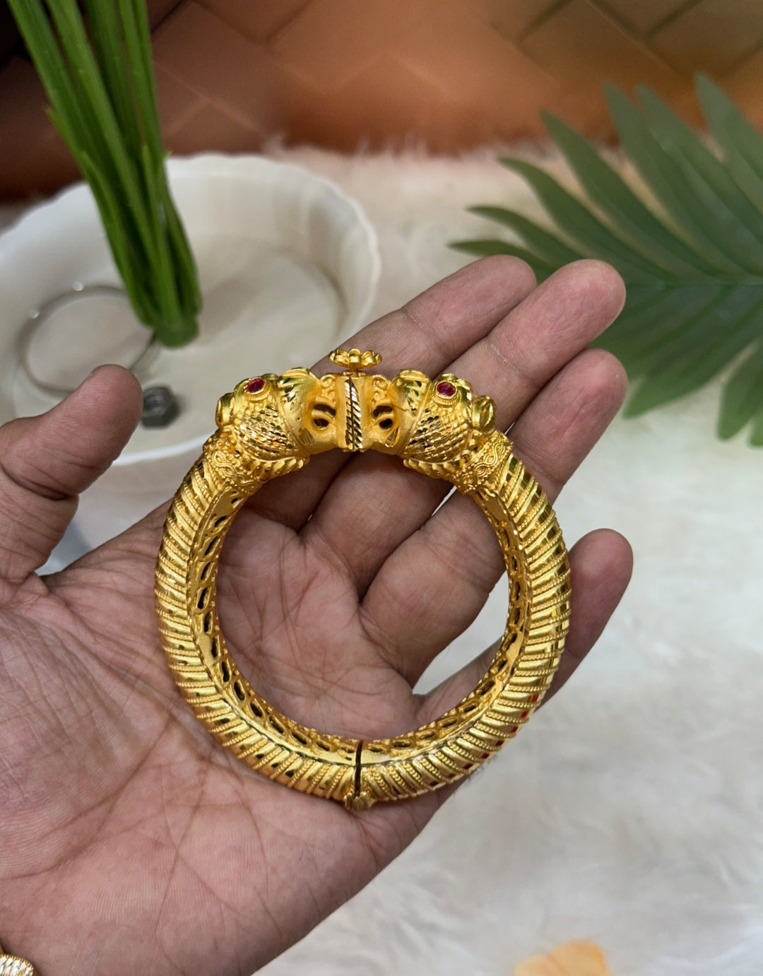 one gram gold plated animal rajwadi kada