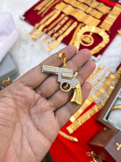 Gold plated premium gun design pandent