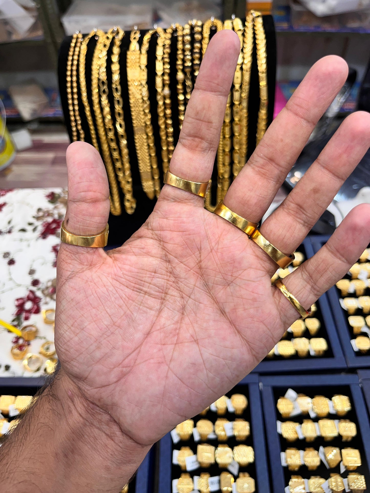Gold plated 5 pack of rings premium gold polished