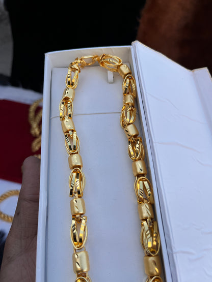 Men's Gold Plated Plain Nakshi Heavy Design Chain