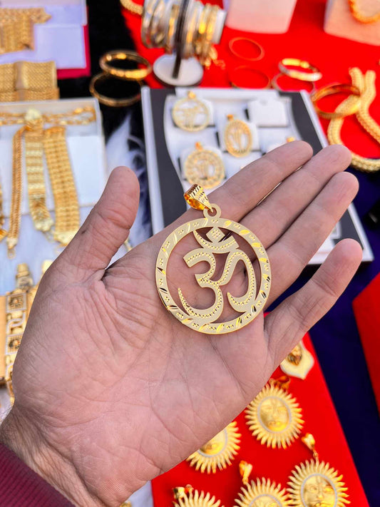 Gold Plated Om Big Design Pendent