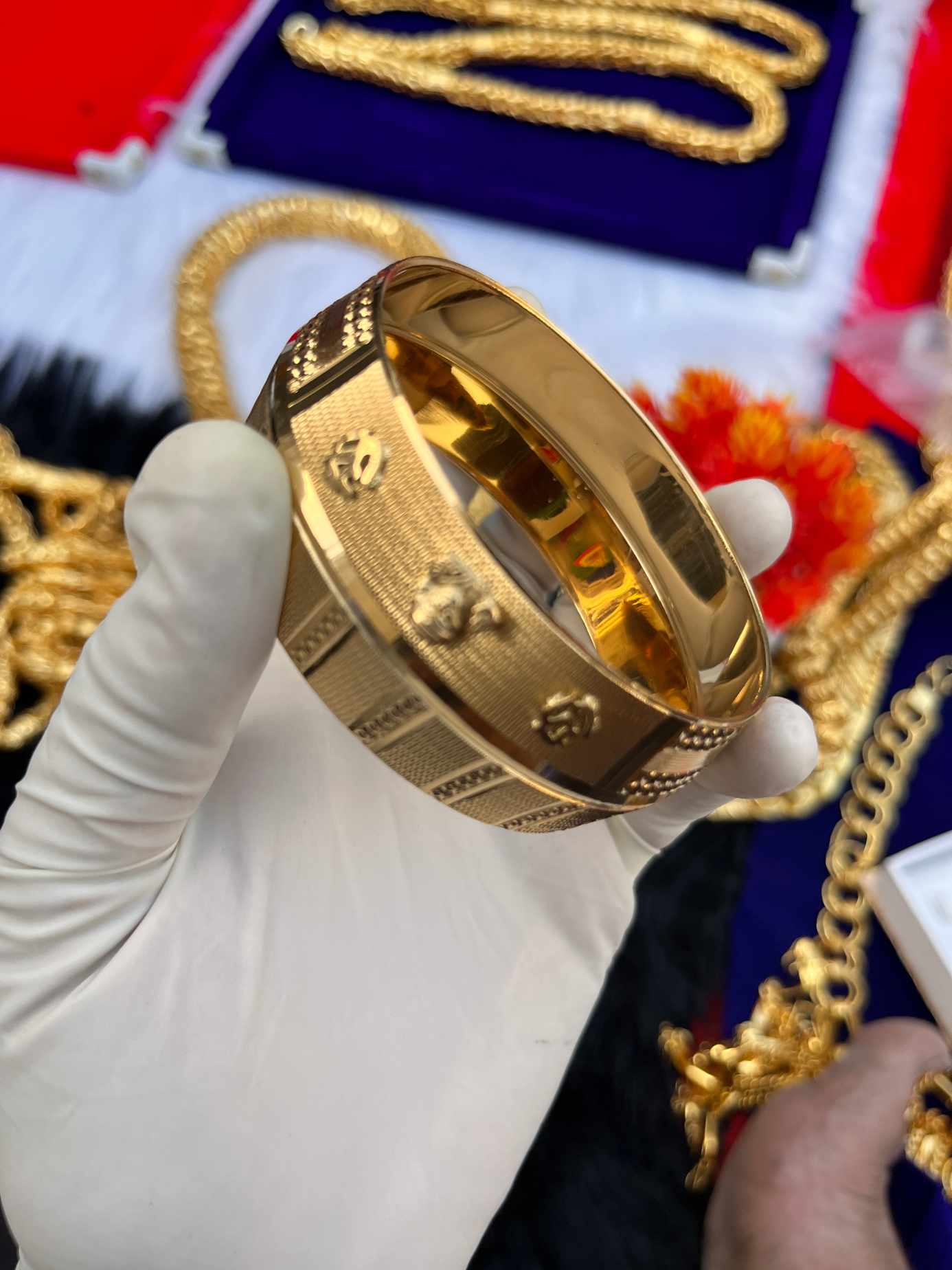 Gold Plated Heavy Sai Baba Design Kada