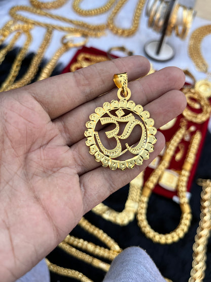 Gold Plated Om Design Big Pendent