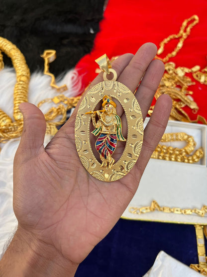 Gold Plated Krishna Murari Big Pendent